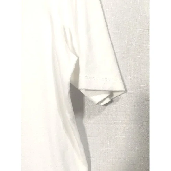 Chico's Womens 2 (US12) White Pullover Tee Top Short Sleeves Round Neck Cotton - Picture 3 of 7